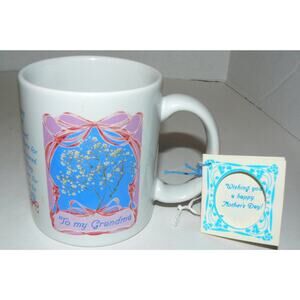 Avon To My Grandma Ceramic Coffee Mug Floral Design Sentimental Message 8 oz Vtg